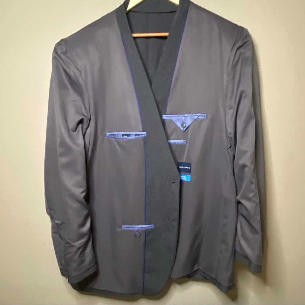 Saddlebred Motion Stretch Sport Coat Men 52L Grey Two Button Single Vented - Picture 4 of 9